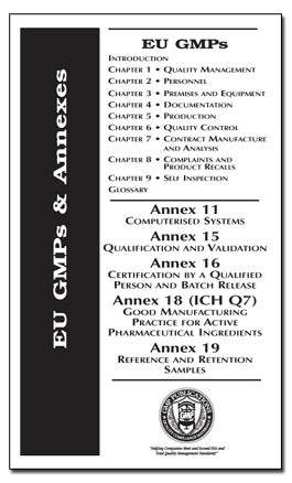 EU GMPs with Annex 11, 15, 16, 18, 19