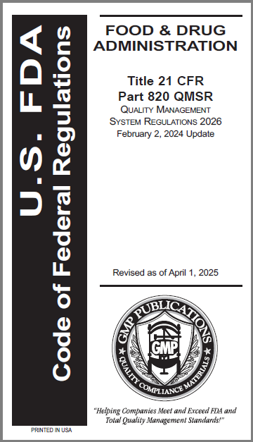 21 CFR Part 820 2026 QMSR