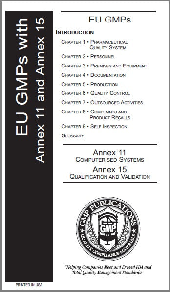 EU GMPs with Annex 11, 15 - Computerized Systems and Validation