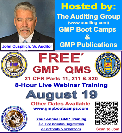 FREE* 8-Hour GMP QMS Training - Select Month