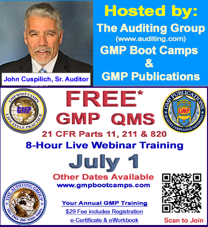 FREE* 8-Hour GMP QMS Training - Select Month