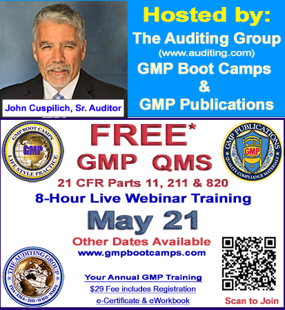 FREE* 8-Hour Monthly GMP QMS Training